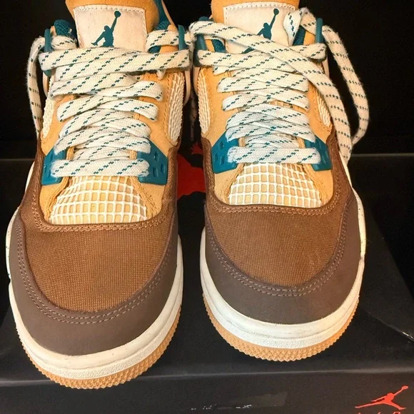 Like new, Air Jordan Retro 4 Sneakers in Brown and Tan, Size 4.5Y - Picture 7 of 8
